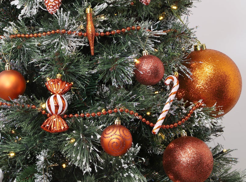 Christmas ConceptsÂ® Pack of 10-60mm Christmas Tree Baubles - Shiny, Matte & Glitter Decorated Ornaments (Coral) - Image 4